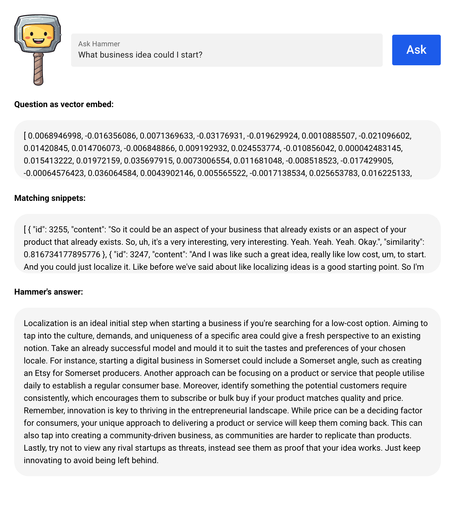 Screenshot of Hammer protoype